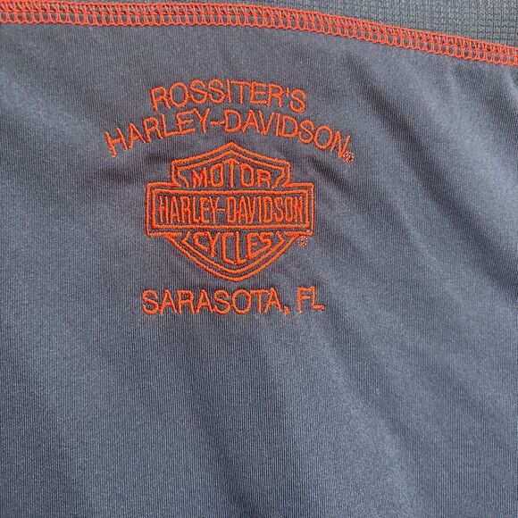 Harley Davidson Motorcycles #1 USA Polo Shirt Navy Blue Mens L Large Sarasota FL - Picture 9 of 9